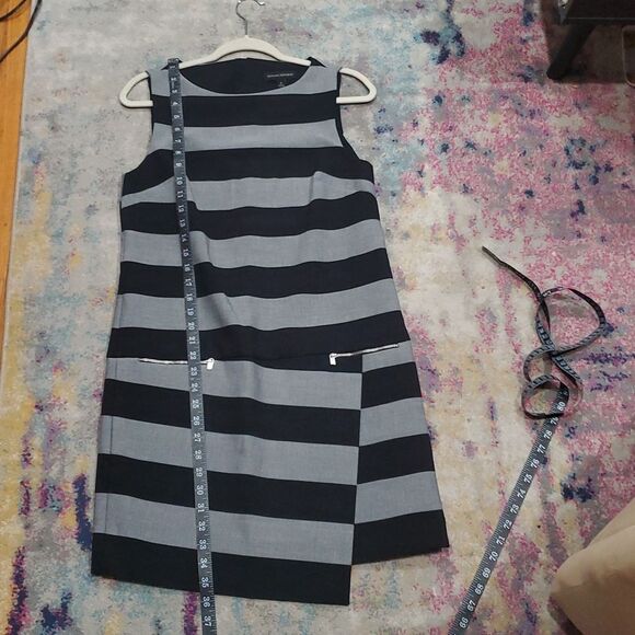 Banana Republic Rugby Striped Shift Dress with Asymmetrical Hem in Black & Grey - Picture 10 of 10